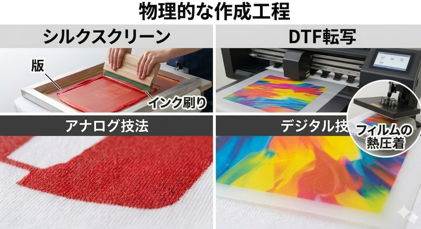 シルクスクリーンとDTF転写の使い分けガイド